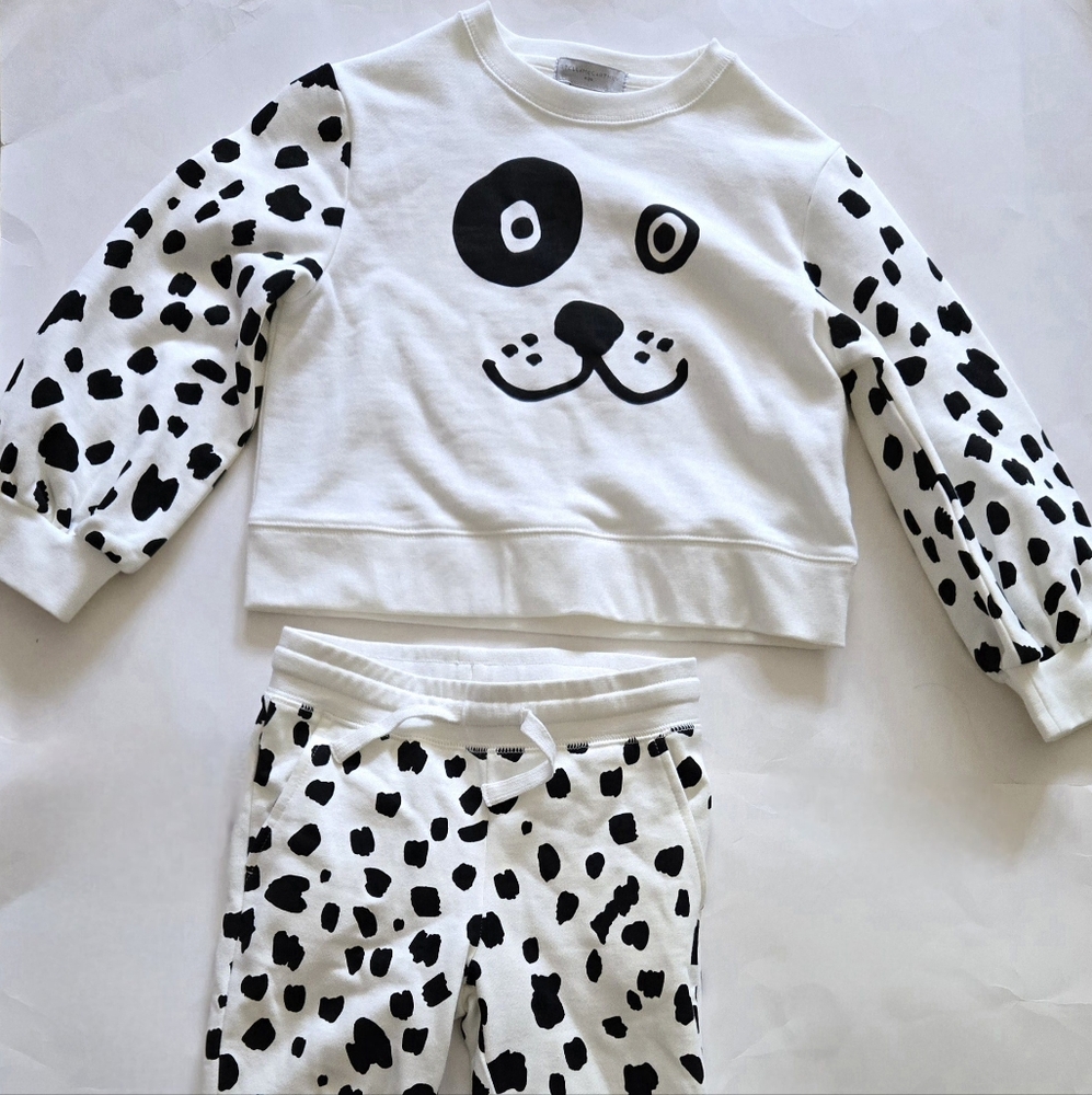 Stella McCartney White and Black Dalmatian Fleeslce Track Suit 5 Y.o.